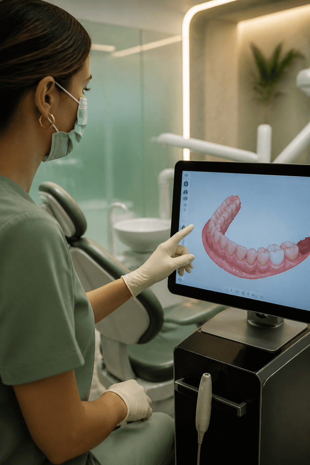 Profesional revisando un escáner dental digital